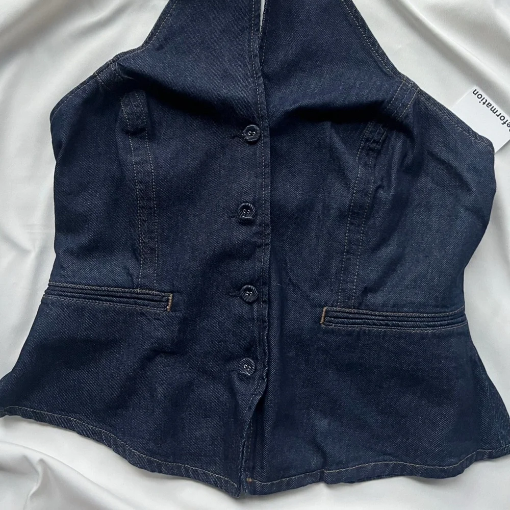 NWT REFORMATION TATE DENIM TOP - Picture 2 of 6